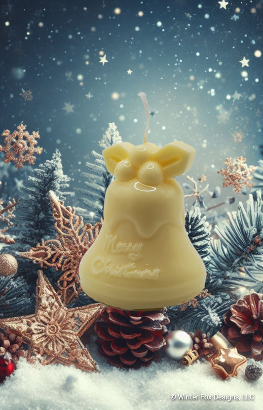 Snow-Kissed Merry Christmas Bell Candle